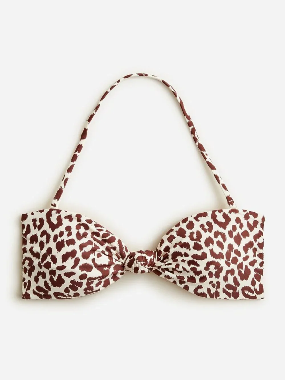J. Crew Brown and Cream Leopard Print Bandeau Bikini
